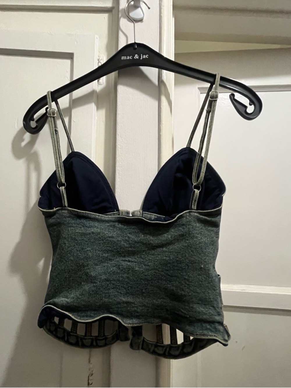 Outcast perri corset cage top in vintage denim size small - Picture 3 of 16
